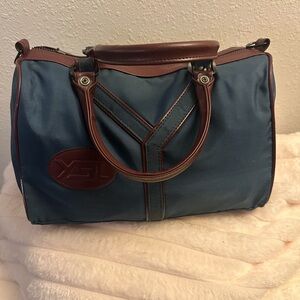 Authentic Vintage YSL Blue and Brown Vintage Duffle Handbag
